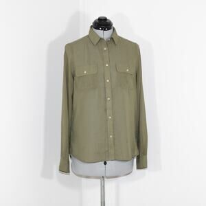 American Eagle Outfitters Sheer Olive Green Button Down Size Small